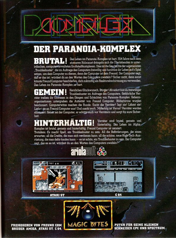 The Paranoia Complex Magazine Advertisement (Magazine Advertisements): ASM (Germany), Issue 04/1988