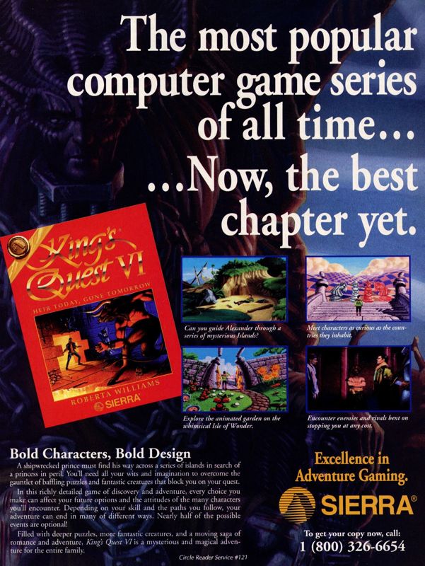 King's Quest VI: Heir Today, Gone Tomorrow Magazine Advertisement (Magazine Advertisements): Computer Gaming World (US), Number 100 (November 1992)
