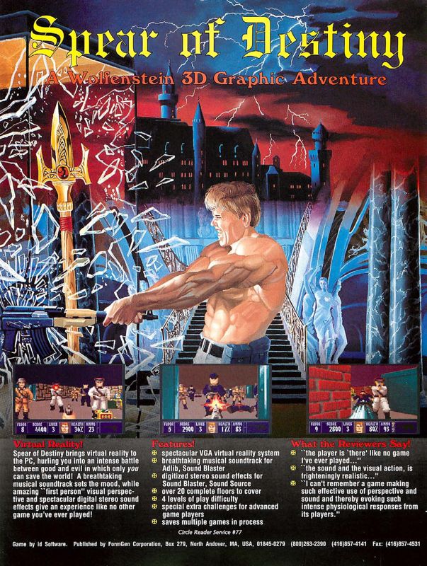 Spear of Destiny Magazine Advertisement (Magazine Advertisements): Computer Gaming World (US), Number 101 (December 1992)