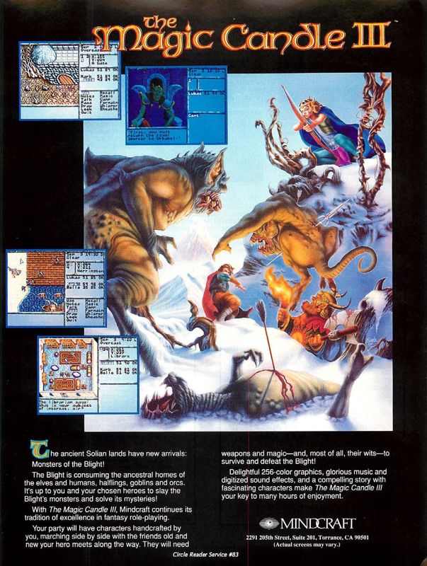 The Magic Candle III Magazine Advertisement (Magazine Advertisements): Computer Gaming World (US), Number 103 (February 1993)