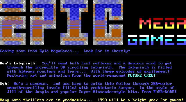 Ken's Labyrinth Screenshot (Catalogue Advertisements): Epic Megagames CD-ROM catalogue, 1994