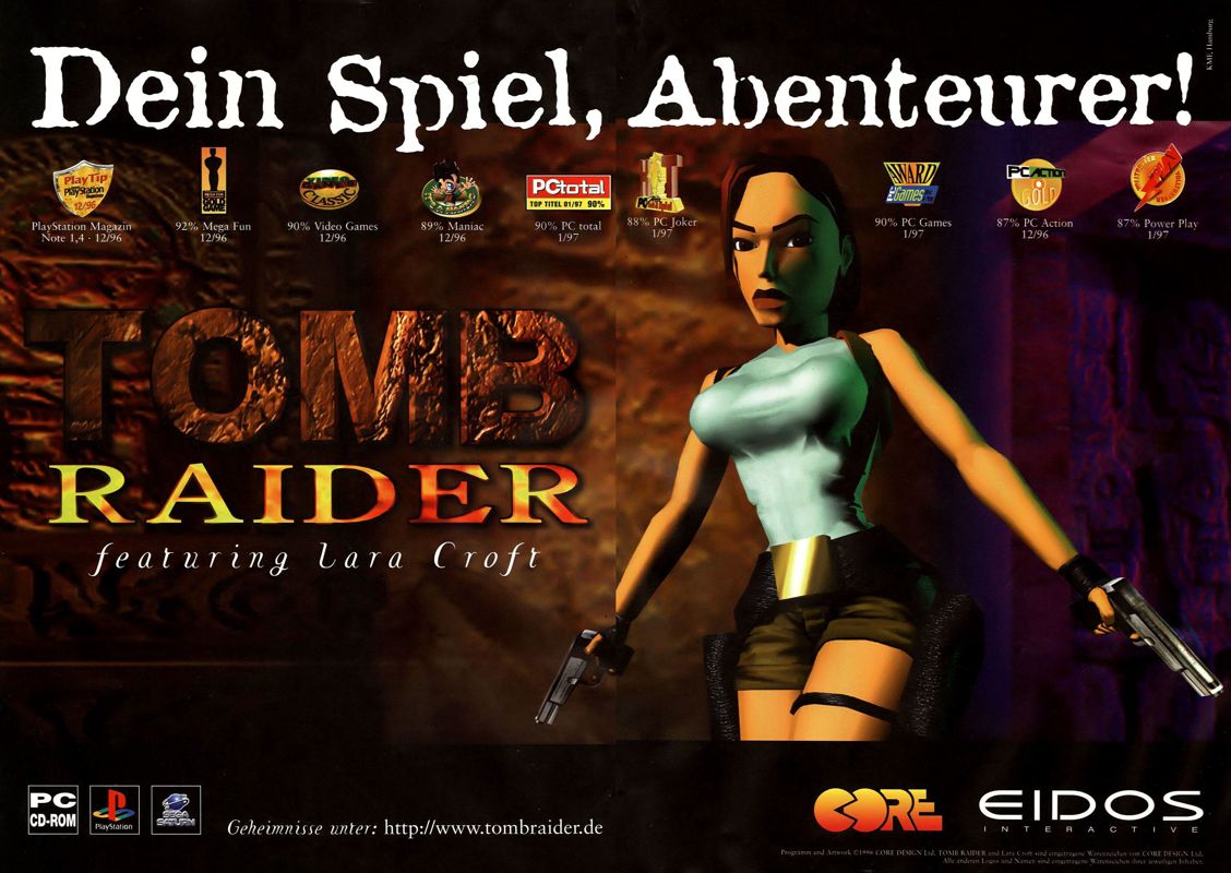 Tomb Raider Magazine Advertisement (Magazine Advertisements): PC Games (Germany), Issue 02/1997