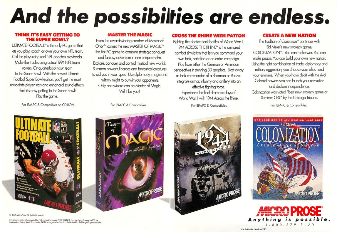 Master of Magic Magazine Advertisement (Magazine Advertisements): Computer Gaming World (US), Issue 125 (December 1994) Part 2