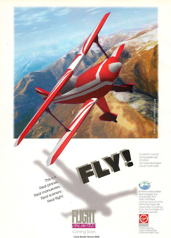 Flight Unlimited Magazine Advertisement (Magazine Advertisements): Computer Gaming World (US), Issue 125 (December 1994)