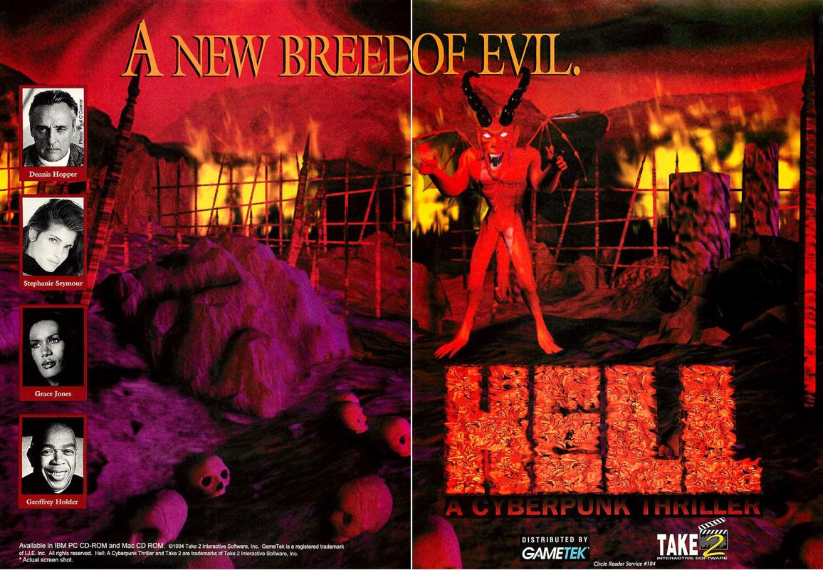 Hell: A Cyberpunk Thriller Magazine Advertisement (Magazine Advertisements): Computer Gaming World (US), Issue 125 (December 1994)