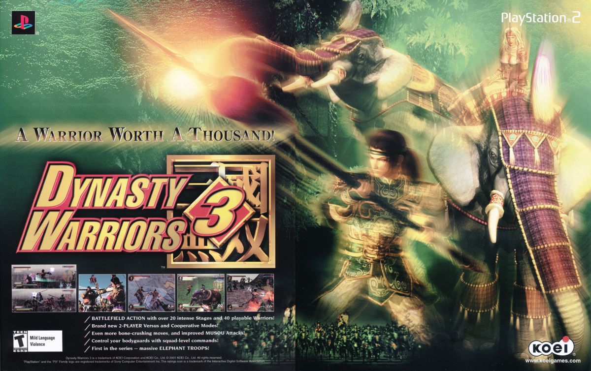 Dynasty Warriors 3 Magazine Advertisement (Magazine Advertisements): Silicon Mag (U.S.), Issue 42 (February, 2002)