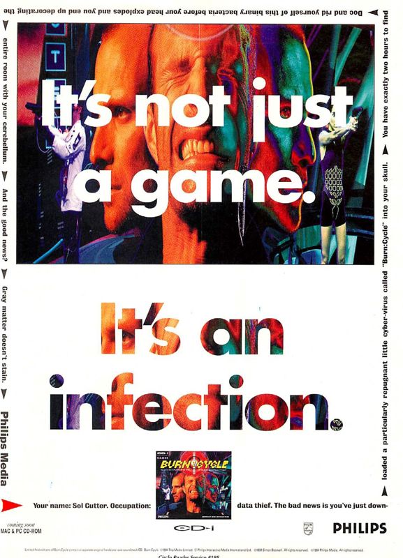 Burn:Cycle Magazine Advertisement (Magazine Advertisements): Computer Gaming World (US), Issue 126 (January 1995)
