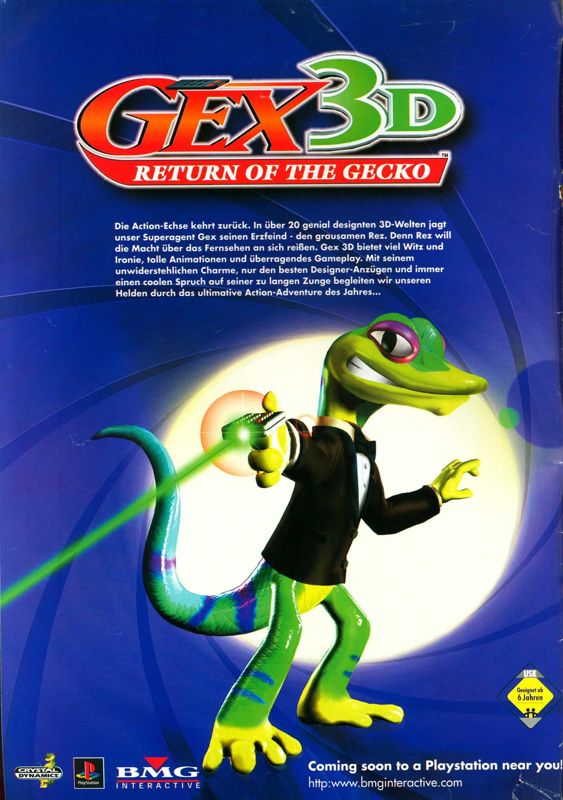 Gex: Enter the Gecko Magazine Advertisement (Magazine Advertisements): Mega Fun (Germany), Issue 05/1998