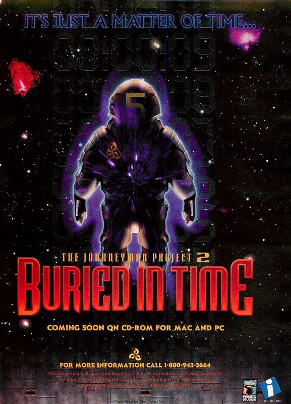 The Journeyman Project 2: Buried in Time Magazine Advertisement (Magazine Advertisements): Computer Gaming World (US), Issue 126 (January 1995)