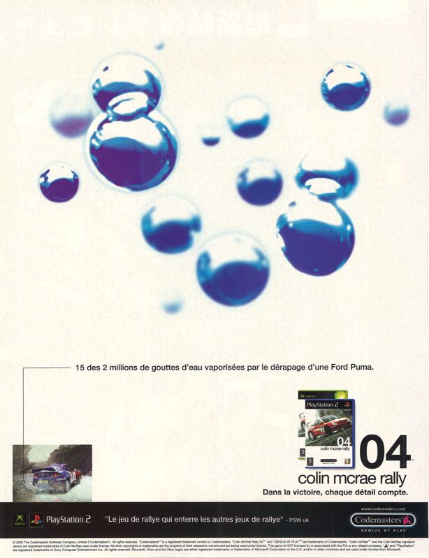 Colin McRae Rally 04 Magazine Advertisement (Magazine Advertisements): Consoles + (France), Issue 141 (October 2003)