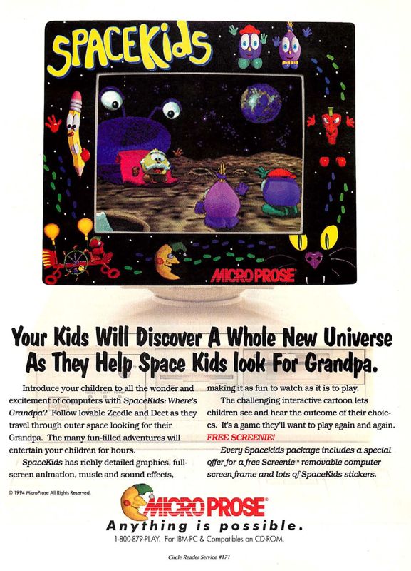 SpaceKids Magazine Advertisement (Magazine Advertisements): Computer Gaming World (US), Issue 126 (January 1995)