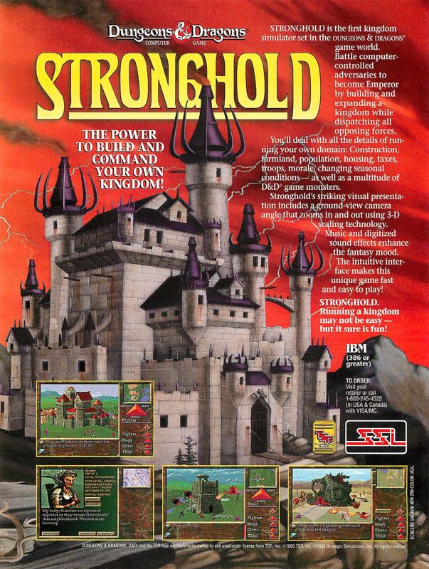 Stronghold Magazine Advertisement (Magazine Advertisements): Computer Gaming World (US), Number 108 (July 1993)
