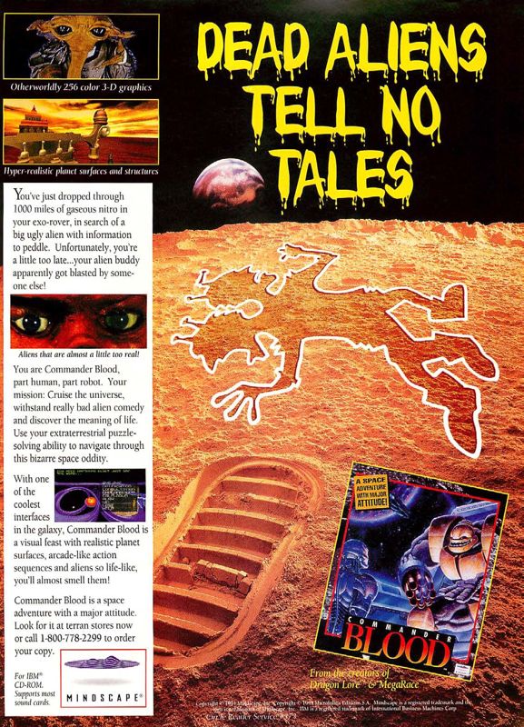 Commander Blood Magazine Advertisement (Magazine Advertisements): Computer Gaming World (US), Issue 127 (February 1995)