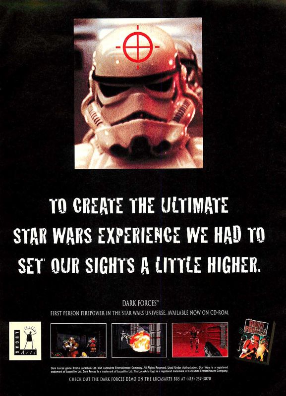 Star Wars: Dark Forces Magazine Advertisement (Magazine Advertisements): Computer Gaming World (US), Issue 128 (March 1995)