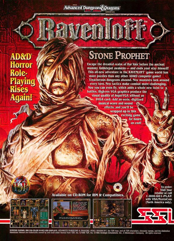 Ravenloft: Stone Prophet Magazine Advertisement (Magazine Advertisements): Computer Gaming World (US), Issue 128 (March 1995)