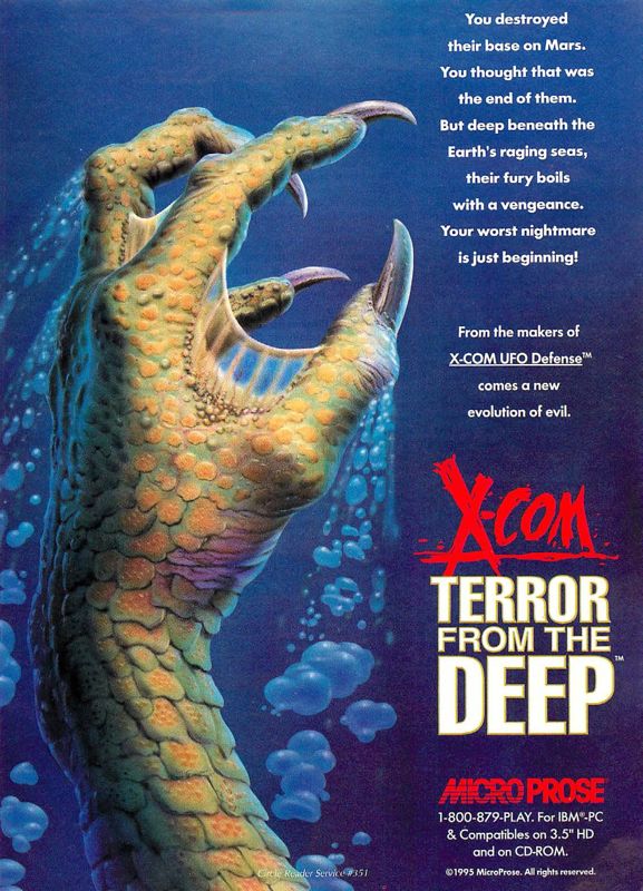 X-COM: Terror from the Deep Magazine Advertisement (Magazine Advertisements): Computer Gaming World (US), Issue 128 (March 1995)