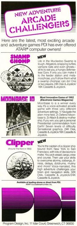 Moonbase Io Magazine Advertisement (Magazine Advertisements): Softside (United States) Issue 39 (March 1983)