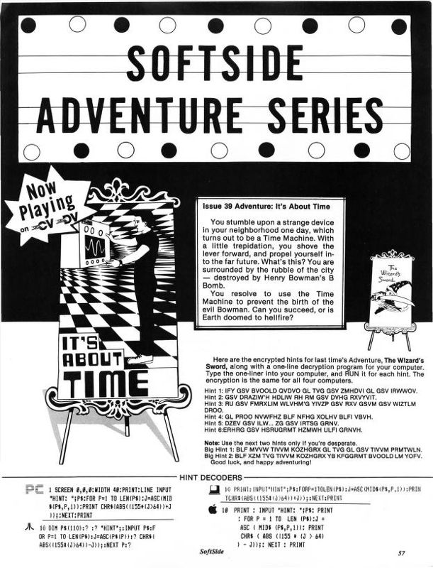 It's About Time Magazine Advertisement (Magazine Advertisements): Softside (United States) Issue 39 (March 1983)