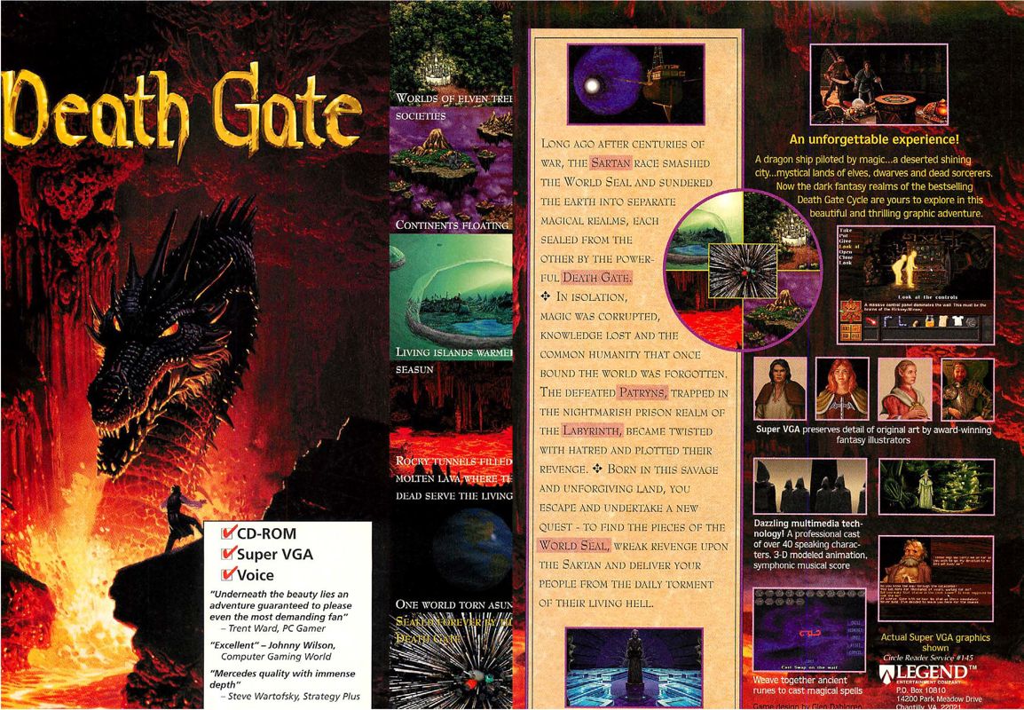 Death Gate Magazine Advertisement (Magazine Advertisements): Computer Gaming World (US), Issue 128 (March 1995)