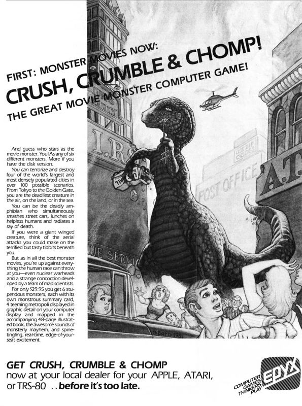 Crush, Crumble and Chomp! Magazine Advertisement (Magazine Advertisements): SoftSide (United States) Issue 35 (November 1982)