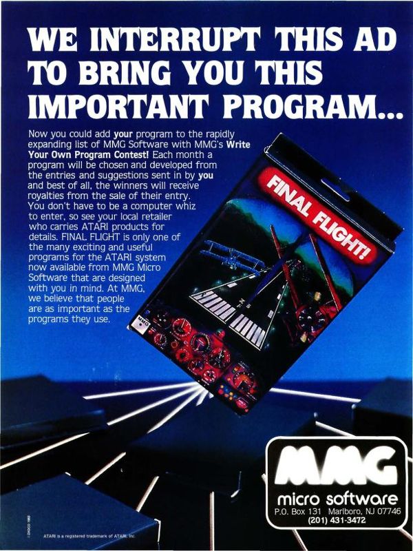 Final Flight! Magazine Advertisement (Magazine Advertisements): Softside (US), Issue 45 (November 1983)