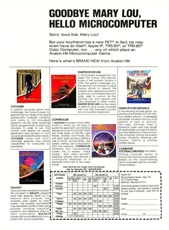 Voyager I: Sabotage of the Robot Ship Magazine Advertisement (Magazine Advertisements): SoftSide (United States) Issue 32 (August 1982)