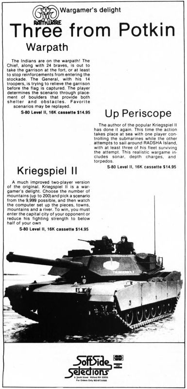 Up Periscope Magazine Advertisement (Magazine Advertisements): SoftSide (United States) Volume 5 Number 3 (December 1981)