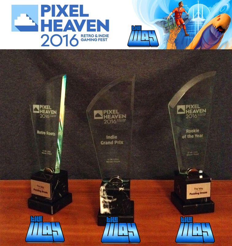 The Way Other (Publisher's official website (PlayWay)): The Way - 3 prizes in Pixel Heaven 2016 - 5 june 2016 Indie Grand Prix (najlepsza gra indie) Rookie of the Year (nejlepszy debiut) Retro Roots (najlepsza gra retro)