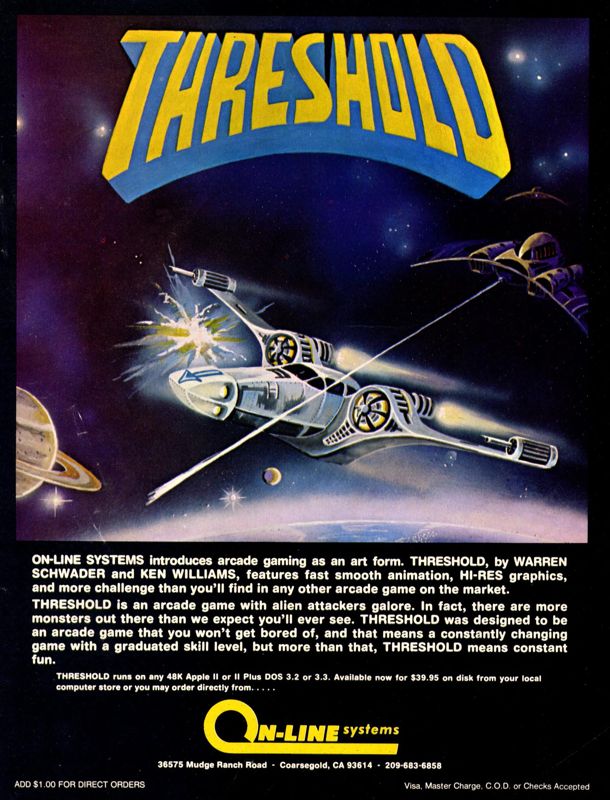 Threshold Magazine Advertisement (Magazine Advertisements): Softline (United States) Volume 1 Number 2 (November 1981)