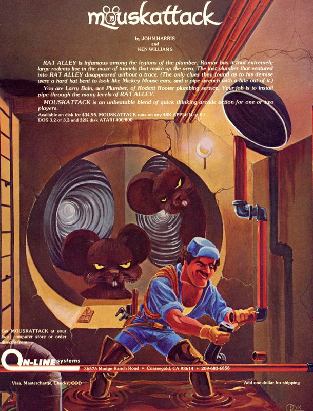 Mouskattack Magazine Advertisement (Magazine Advertisements): Softline (United States) Volume 1 Number 3 (January 1982)