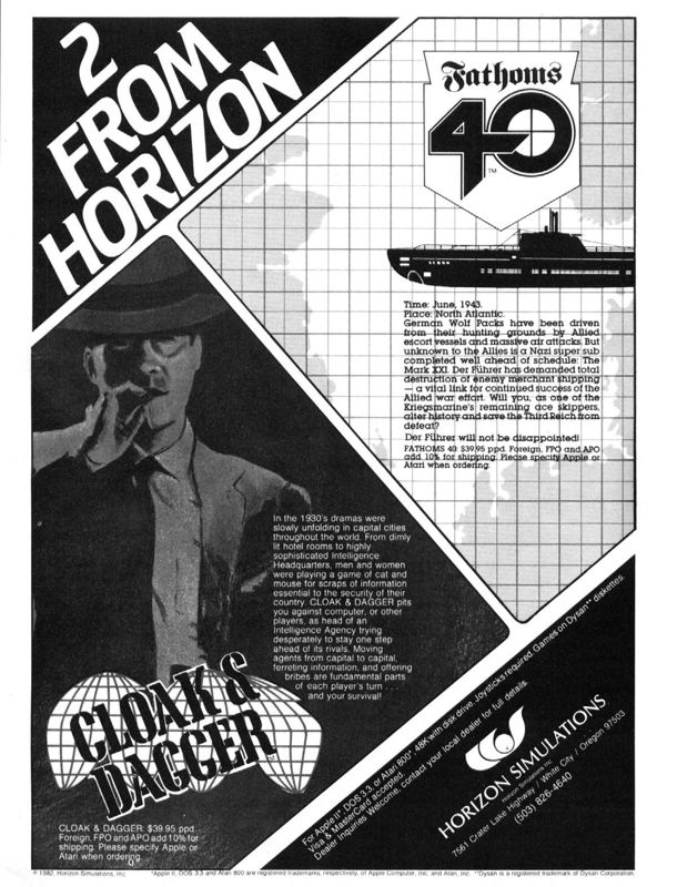 Fathom's 40 Magazine Advertisement (Magazine Advertisements): Softline (United States) Volume 1 Number 4 (March 1982)
