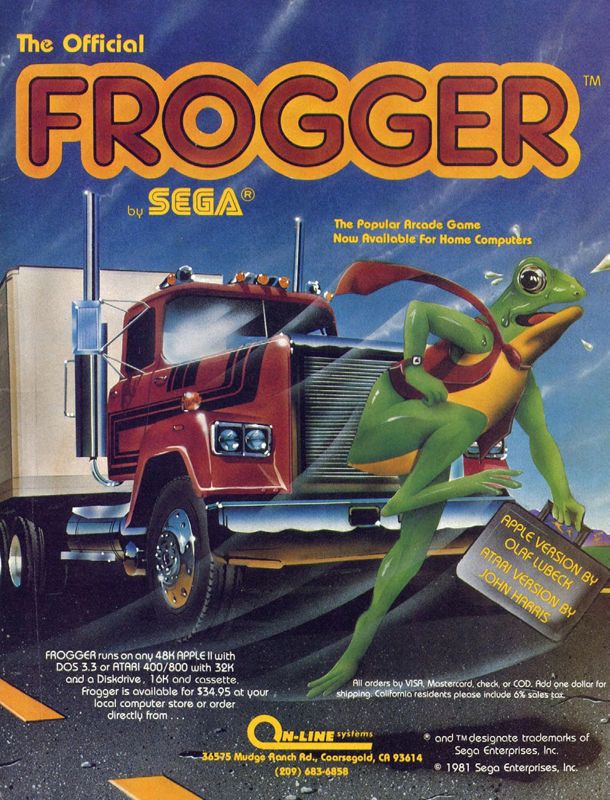 Frogger Magazine Advertisement (Magazine Advertisements):<br> Softline (United States) Volume 2 Number 1 (September 1982)
