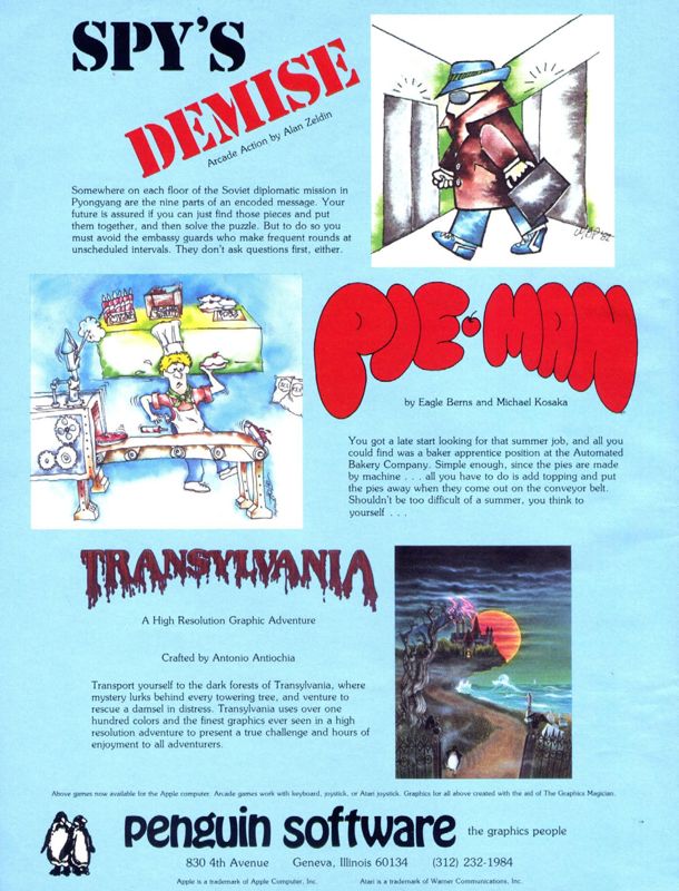 Pie-Man Magazine Advertisement (Magazine Advertisements): Softline (United States) Volume 2 Number 2 (November 1982)