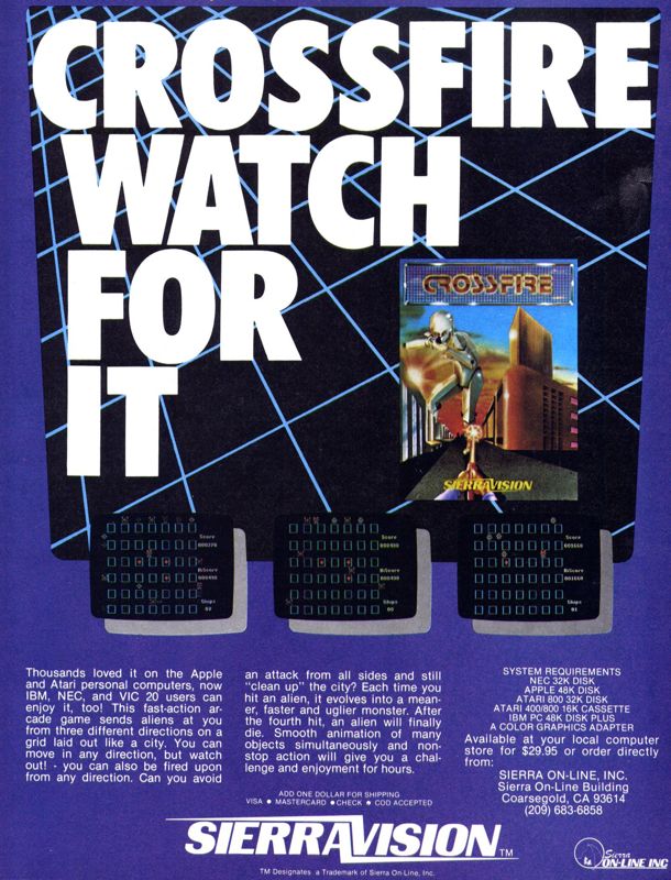 Crossfire Magazine Advertisement (Magazine Advertisements): Softline (United States) Volume 2 Number 3 (January 1983)