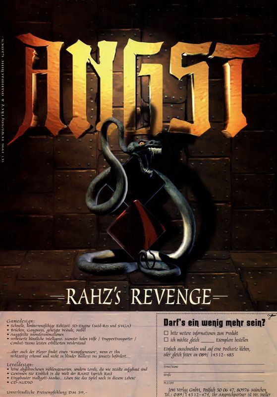 Angst: Rahz's Revenge Magazine Advertisement (Magazine Advertisements): PC Games (Germany), Issue 03/1997