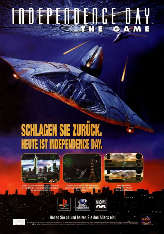 Independence Day Magazine Advertisement (Magazine Advertisements): PC Games (Germany), Issue 06/1997