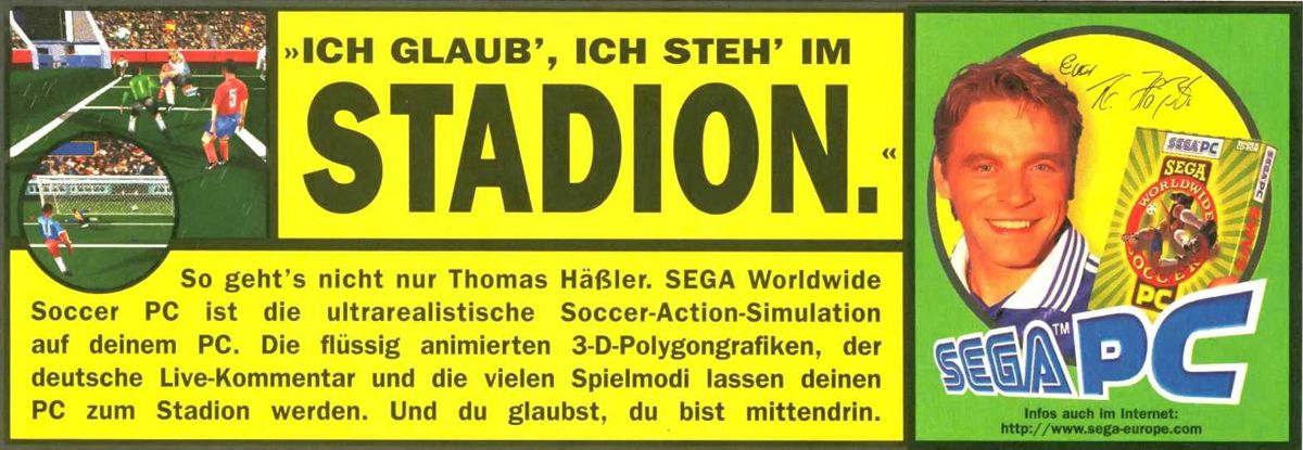 Sega Worldwide Soccer '97 Magazine Advertisement (Magazine Advertisements): PC Joker (Germany), Issue 09/1997 Part 2