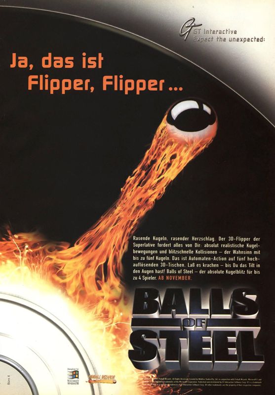 Balls of Steel Magazine Advertisement (Magazine Advertisements): PC Games (Germany), Issue 12/1997