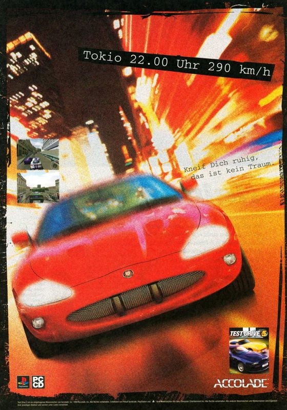 Test Drive 5 Magazine Advertisement (Magazine Advertisements): PC Games (Germany), Issue 01/1999