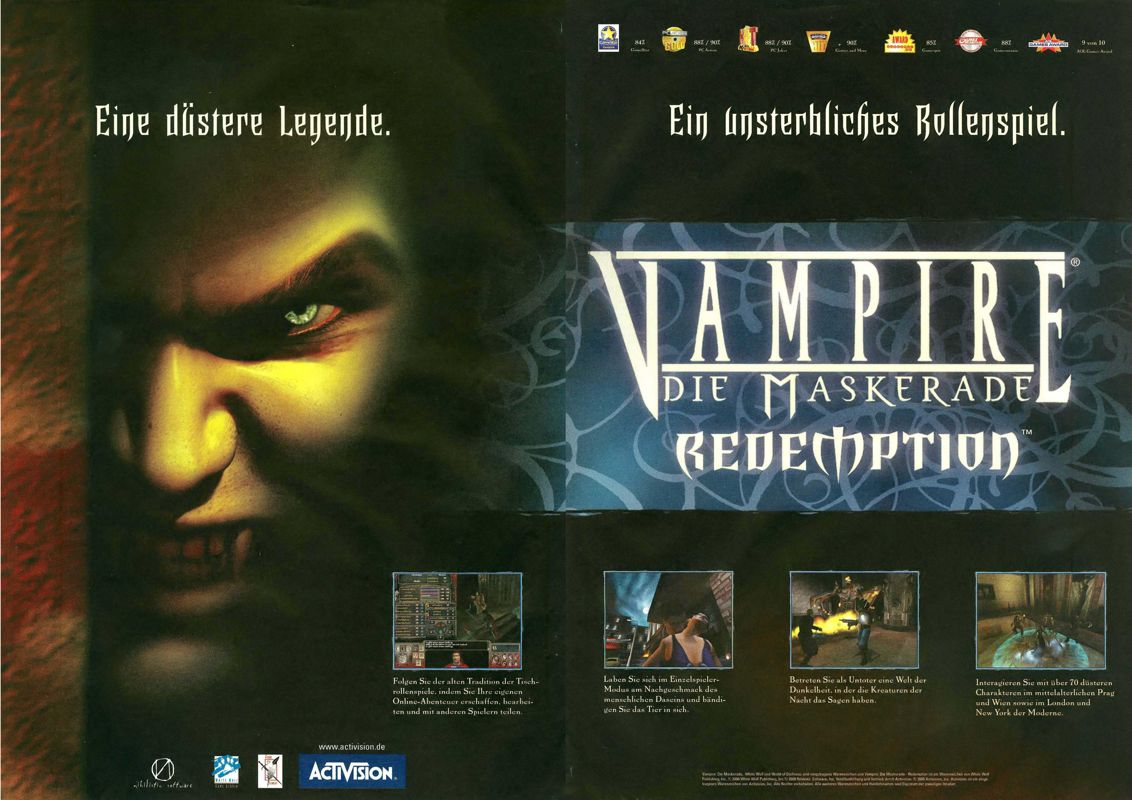 Vampire: The Masquerade - Redemption Magazine Advertisement (Magazine Advertisements): PC Games (Germany), Issue 10/2000