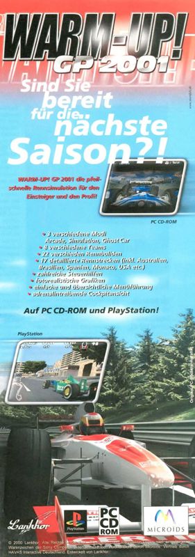 Warm Up! Magazine Advertisement (Magazine Advertisements): PC Games (Germany), Issue 01/2001