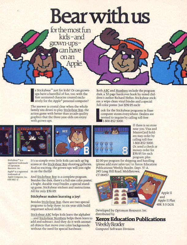 Stickybear: Numbers Magazine Advertisement (Magazine Advertisements): Softline (United States) Volume 2 Number 4 (May - June 1983)