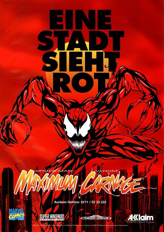 Spider-Man / Venom: Maximum Carnage Magazine Advertisement (Magazine Advertisements): Mega Fun (Germany), Issue 09/1994