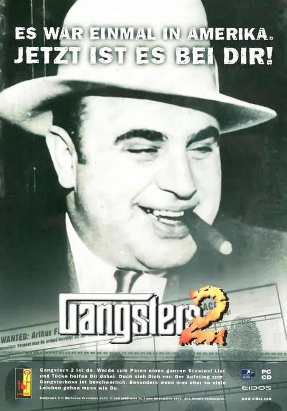 Gangsters 2 Magazine Advertisement (Magazine Advertisements): PC Games (Germany), Issue 07/2001