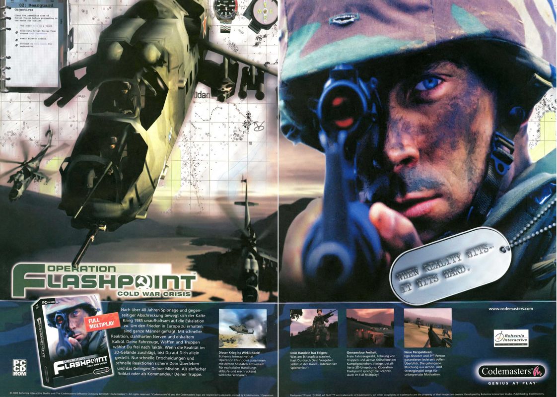 Operation Flashpoint: Cold War Crisis Magazine Advertisement (Magazine Advertisements): PC Games (Germany), Issue 07/2001
