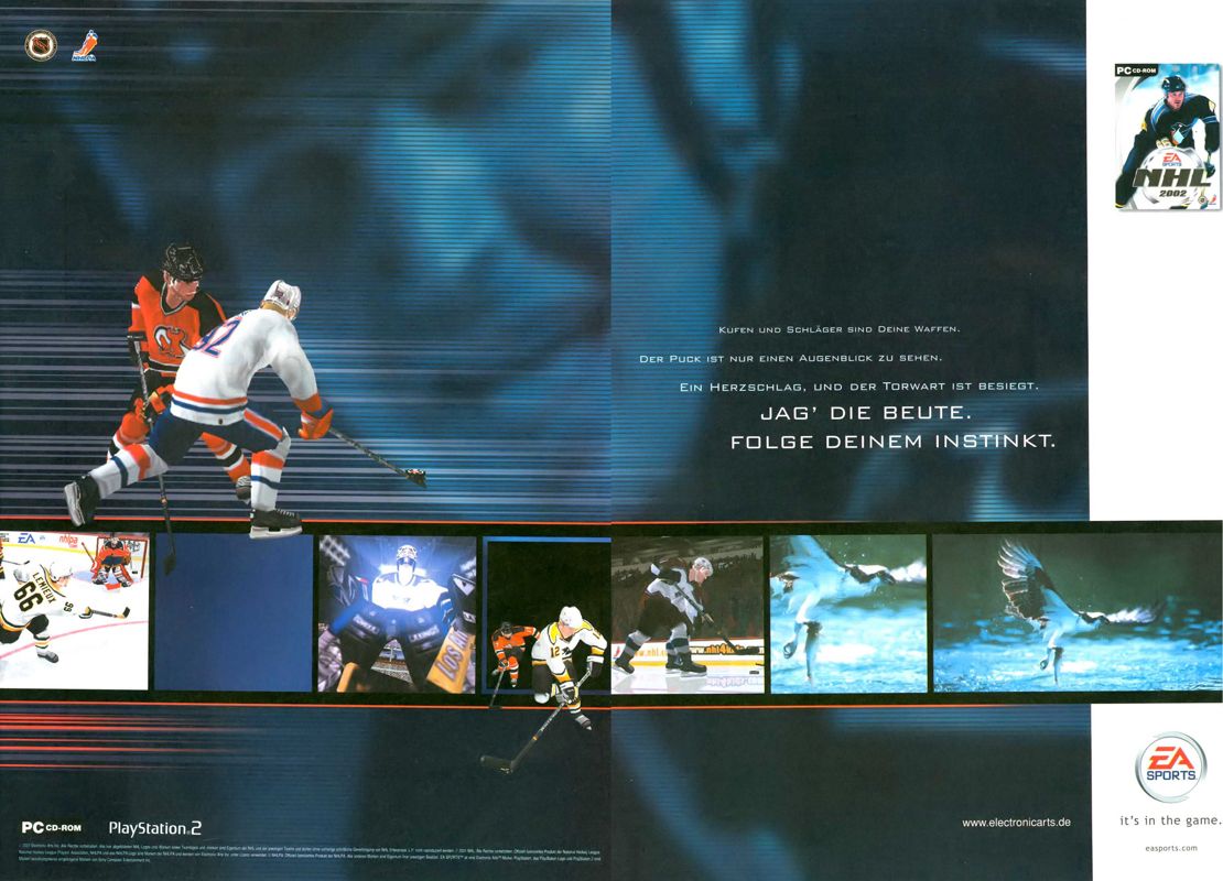 NHL 2002 Magazine Advertisement (Magazine Advertisements): PC Games (Germany), Issue 11/2001