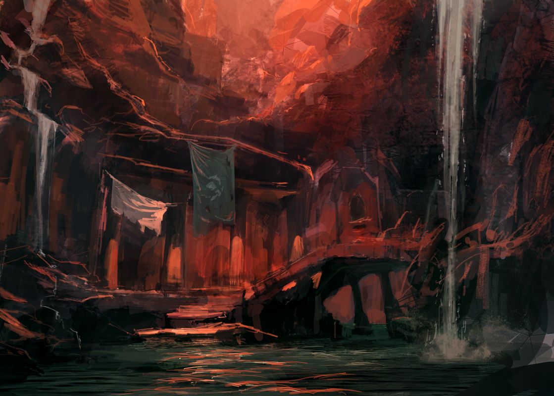 Resistance: Retribution Concept Art (Resistance: Retribution Media Materials disc): Catacombs Waterfall Stairway