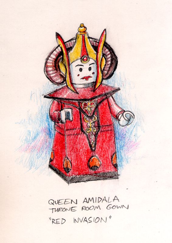 LEGO Star Wars: The Video Game Concept Art (LEGO Star Wars: The Video Game Eidos Assets disc): Queen Amidala Throne Room Gown "Red Invasion"