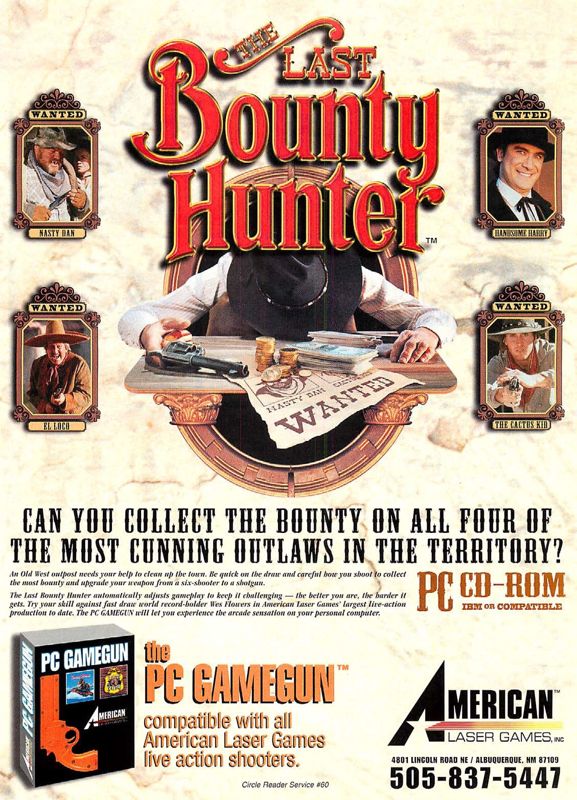 The Last Bounty Hunter Magazine Advertisement (Magazine Advertisements): Computer Gaming World (US), Issue 129 (April 1995)