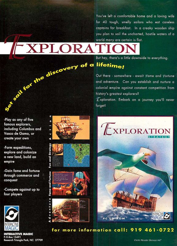 Exploration Magazine Advertisement (Magazine Advertisements): Computer Gaming World (US), Issue 129 (April 1995)